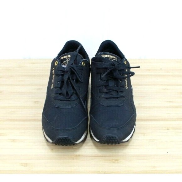 REEBOK Classic Black Canvas Lace-up Studded Detail Sneakers Shoes Size 7.5 - Picture 5 of 9